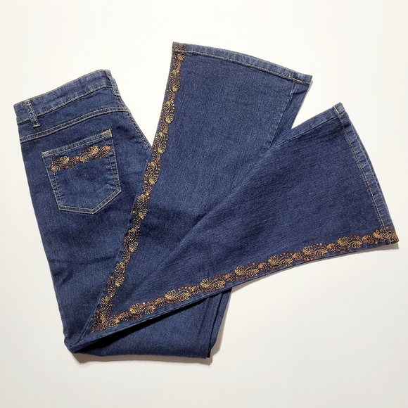 COS Beaded & Embroidered High Rise Stretch Bootcut Jeans (8) - Picture 1 of 10